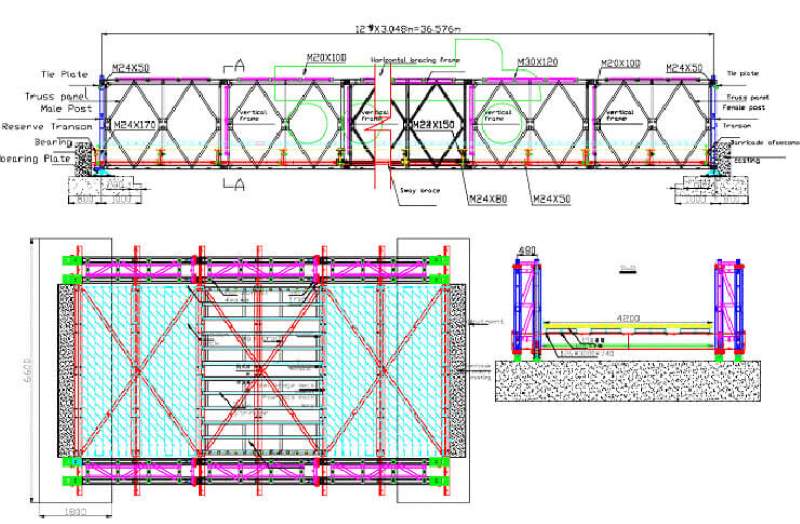 cb100 bailey bridge design drawing Plan Elevation View