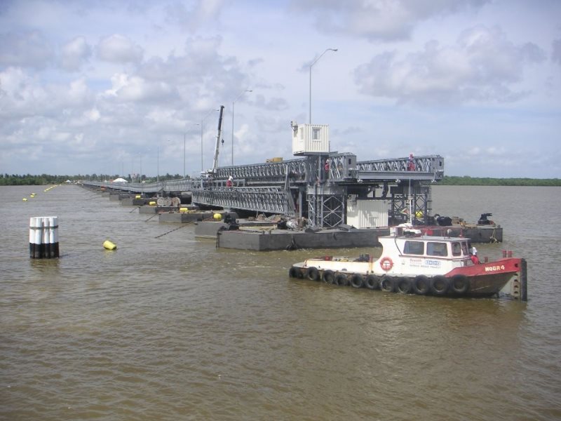 River Bridge Guyana account for width ridal rise allow traffic pass