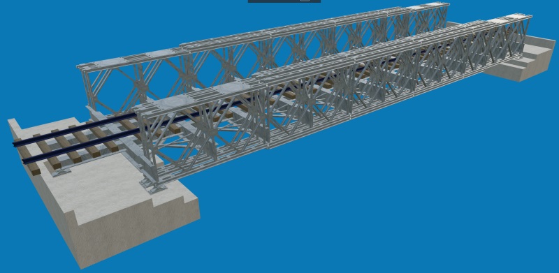 3D Model BIM For Single Lane Express Train Railway Steel Bridges