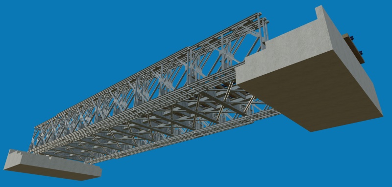 3D Model BIM Train Railway Steel Bridges Bottom Structures Layout 