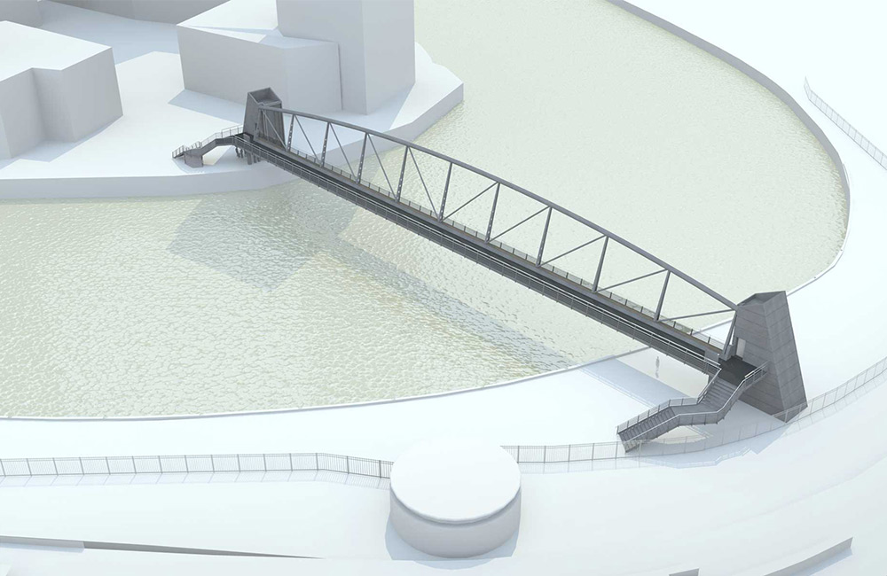 3D BIM Model Drawing Rendered Perspective Pedestrian Foot bridges