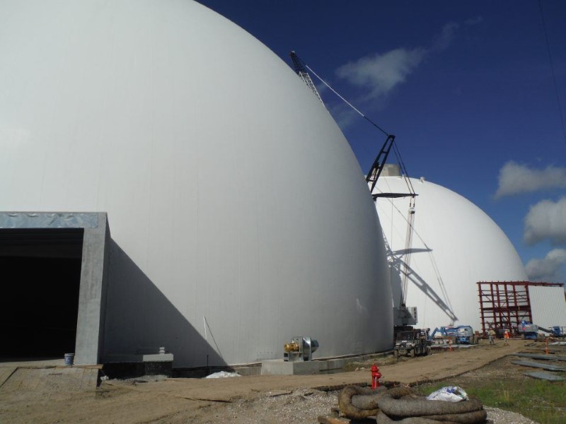 Drax Port Allen domes enclosure roof panel installation