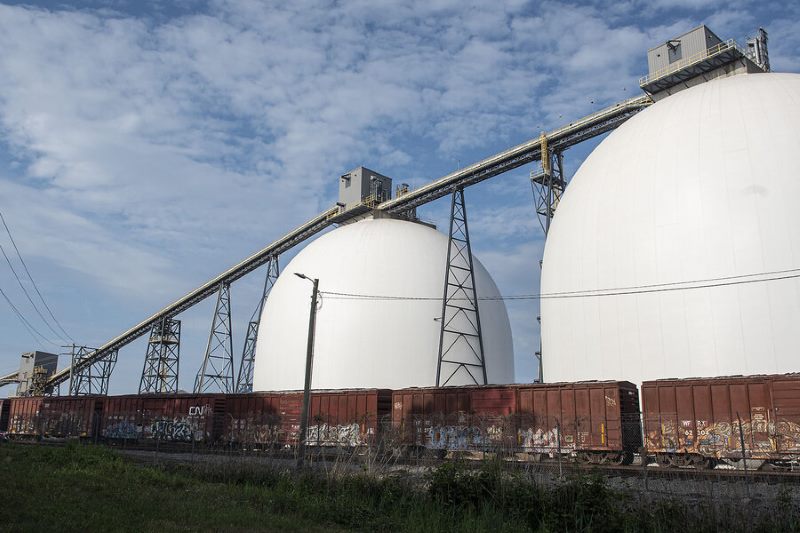 storage domes wood pellets loading into ship wilmington port