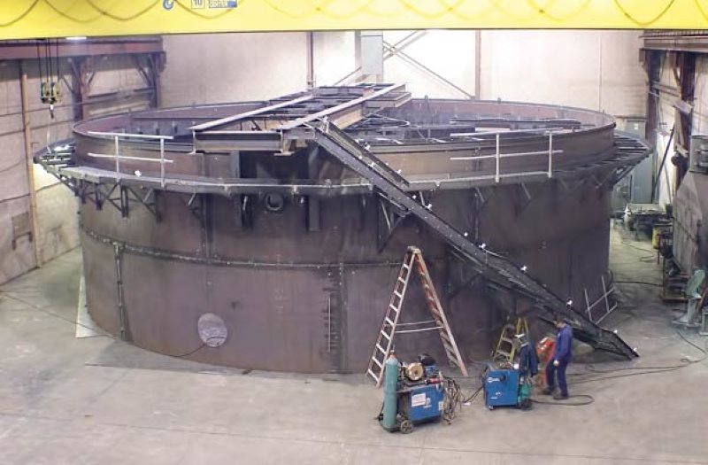 industrial circular clarifier 50 feet diameter during final assembly ZHM workshop