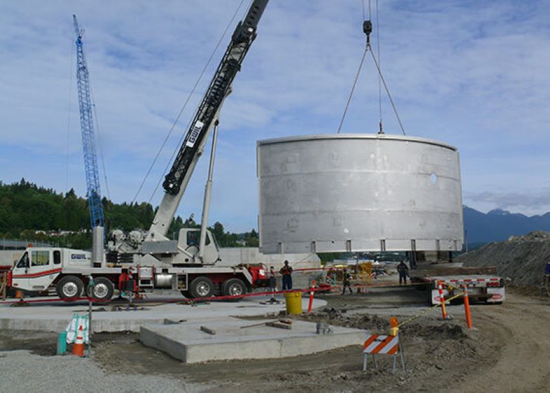 primary clarifier wall shell course erection