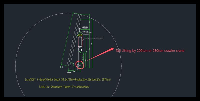 550ton crawler crane tower column lifting assisting tail