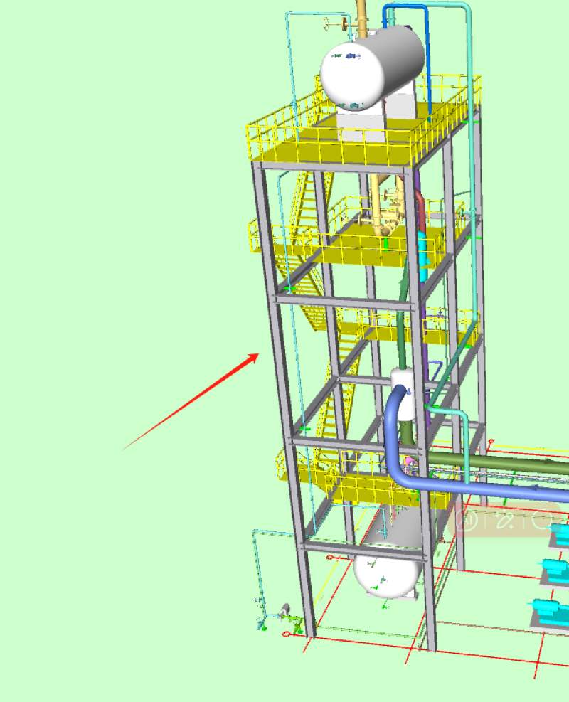 Hot oil plant system 3D isometric