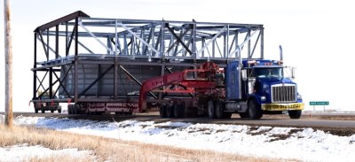 chinook power project truck trailing over size transportation ACC skid steel frames