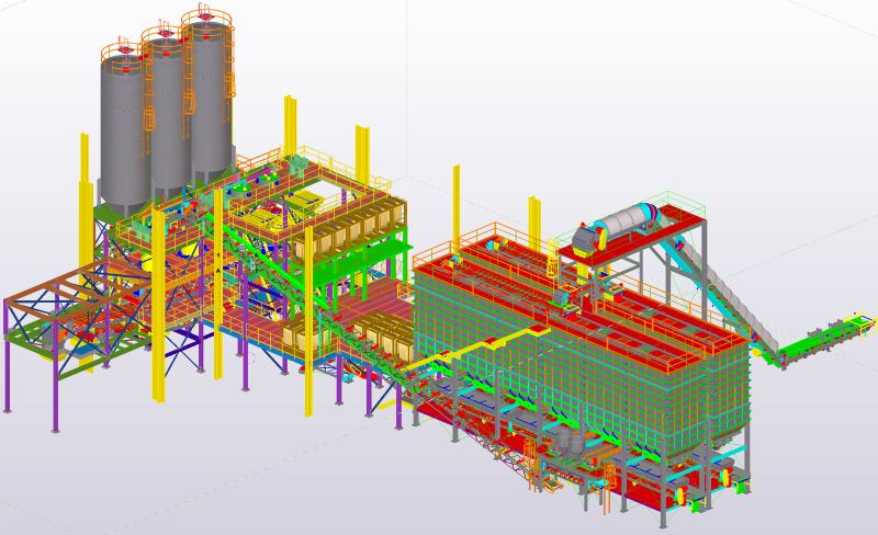 cement silos Material Processing batch plant 3D BIM