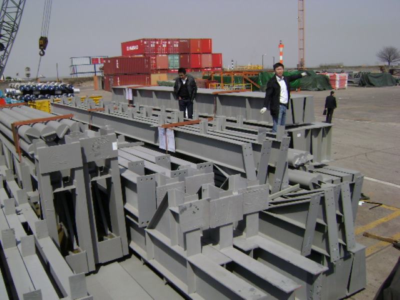 20200328 ORC building steel structure piled at Shanghai port delivery inspection