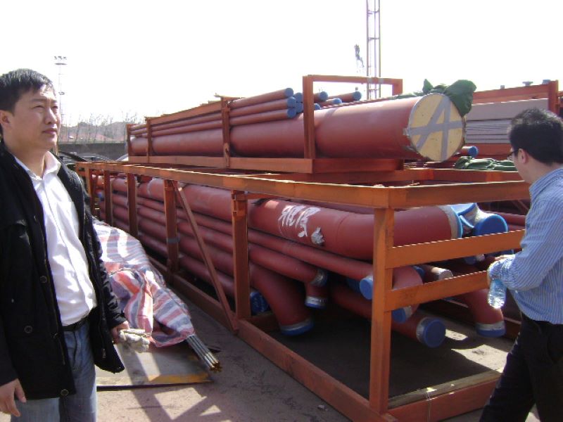 20200328 Piping spools piled at Shanghai port delivery