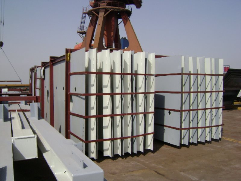 20200328 plateworks hopper steel structure piled at Shanghai port delivery