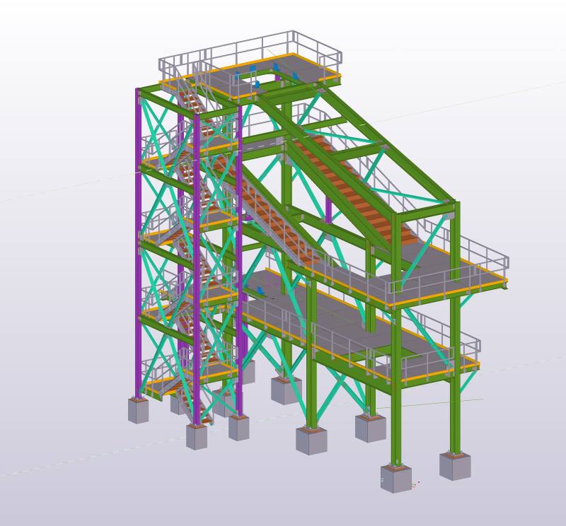 Petra Diamond Screen Support Frame with adjacement stair acess towers