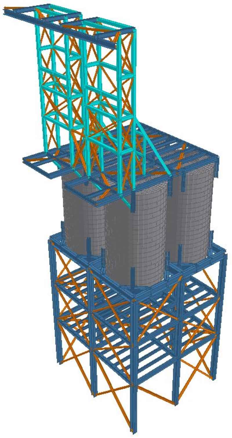 silo support structure 3d rendered