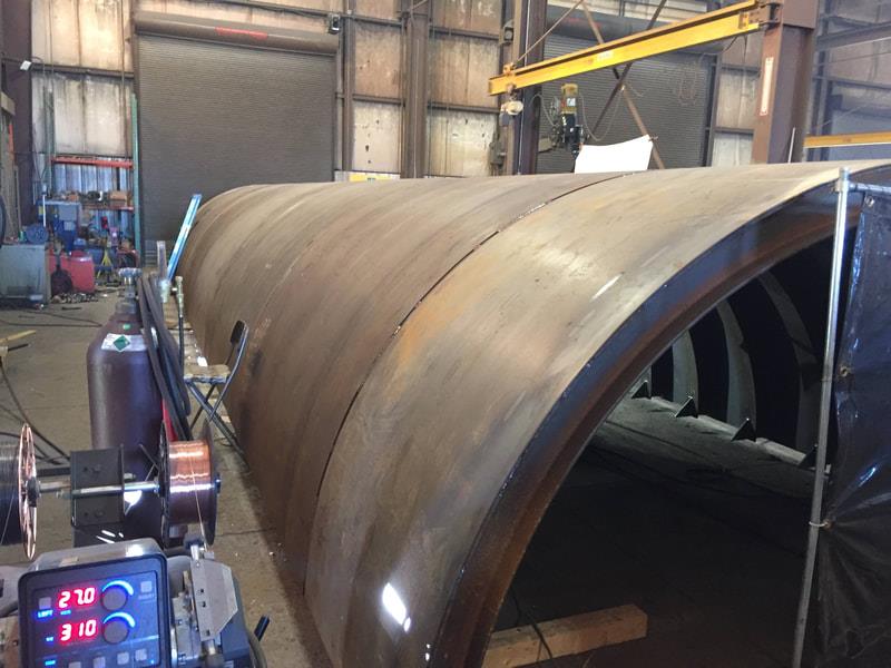 industrial steel tunnel chute plateworks fabrication 