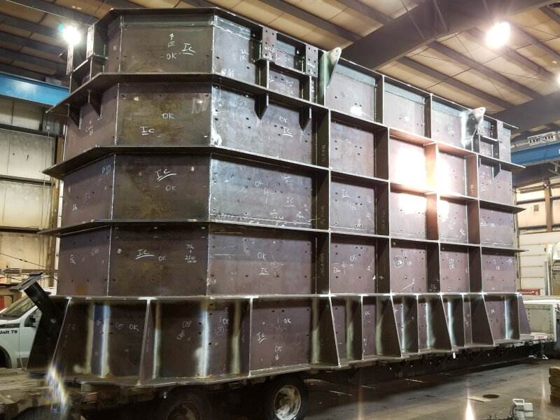 Upper Bin platework stifferened welding