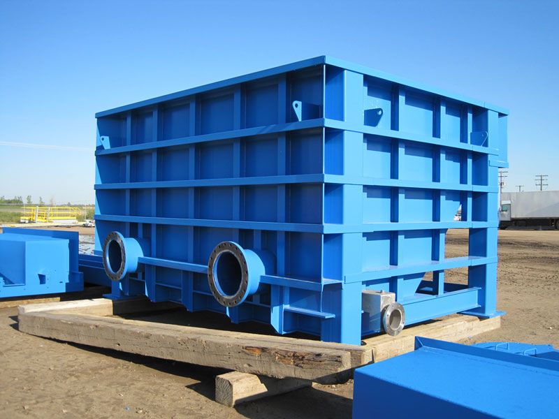 blue color painted chute steelworks transporting