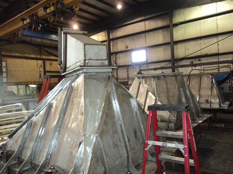 mining industrial stainless steel chute hoppers silos platework