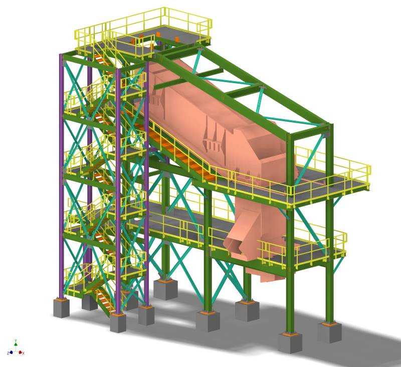 Material Processing Conveyance screening tower steel BIM Model