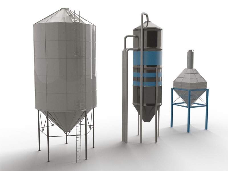 Material Processing Conveyance storage silo tanks 3D BIM Buildings