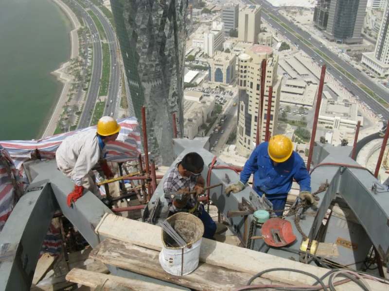 Doha Tower Crown Dome Structure Installation ZHM Workers