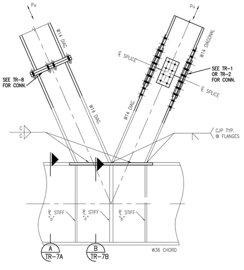 typical truss diagonal to chord node compression diagonal bearing