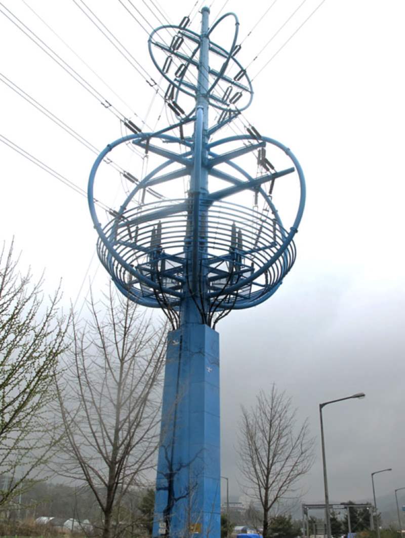 Futuristic cable transition tower in South Korea