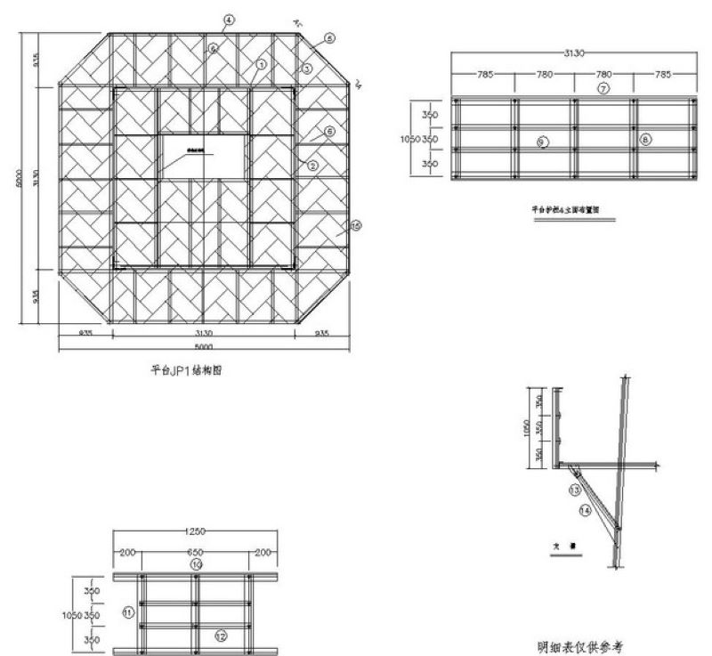 Steel Structure Observation Towers: Platform JP1 Structure Diagram