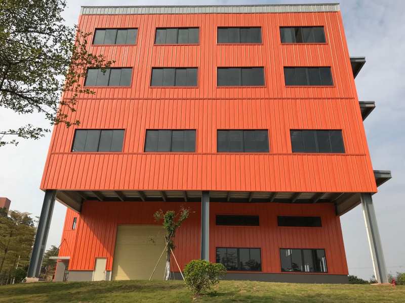 Prefabricated Multiple Storey Steel Structure Buildings For Workshop: Front side View