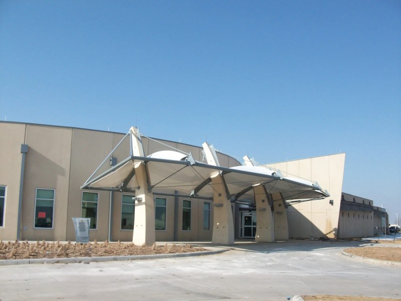 Cable Tensioned Fabric Canopies at Hospital | Architecturally Exposed Steel