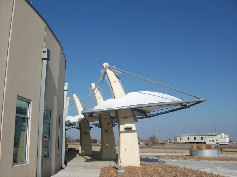 Cable Tensioned Fabric Canopies at Hospital | Architecturally Exposed Steel