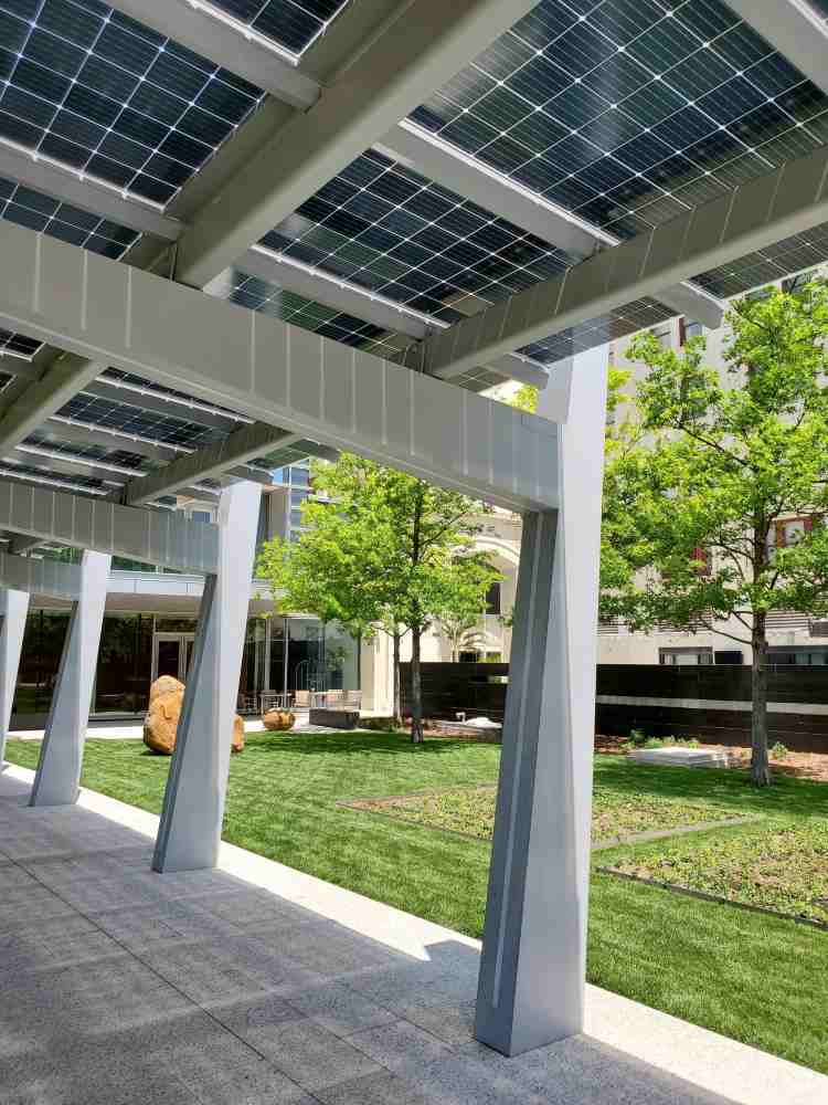 Photovoltaic Canopy Extends With Architecturally Exposed Steel System