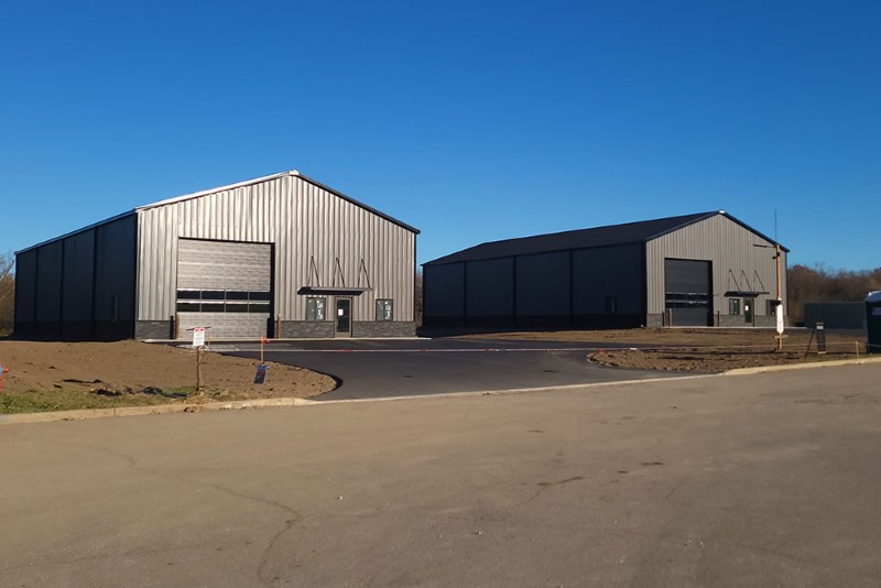 Twin Steel Storage Buildings | Steel Warehouses:Front Elevation