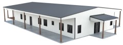 4 bedroom metal building homes 40x80 with wrap around porch (12x24m)