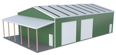 Large steel building with Lean-to