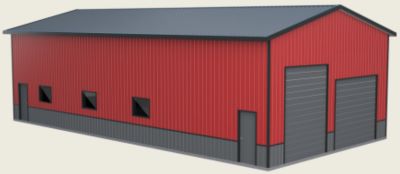 30x60 rv garage for class a motorhome with workshop and office space