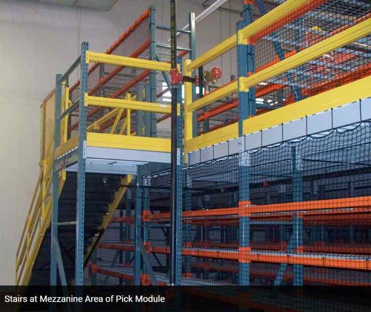 Warehouse_Steel_Mezzanine_Platform_Multi-Level_06_Stairs-at-mezzanine-area-of-pick-module