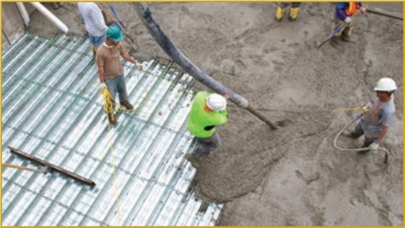 long span deck joist composite concrete site pouring cast in situ