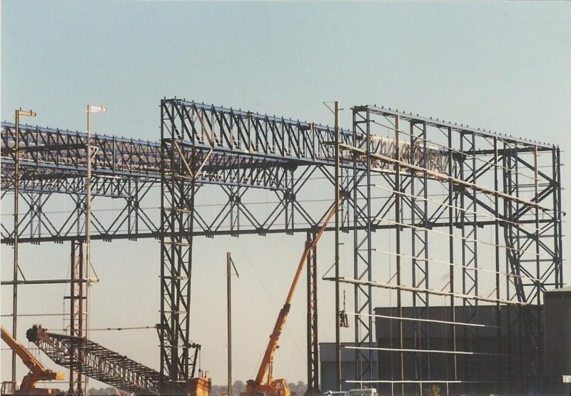 Hangar secondary structural steelworks installation wall girts roof purlins