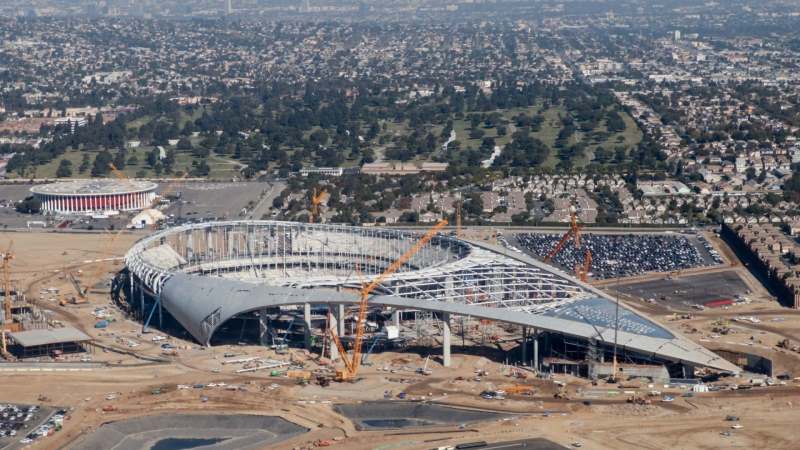 Sofi Stadium Steel Structure Erection Ongoing 