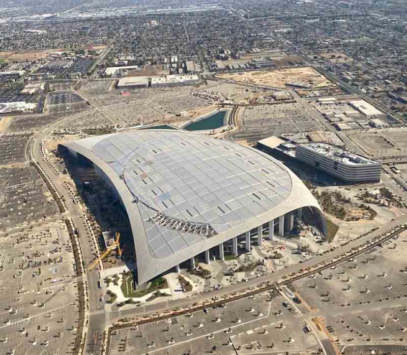 Sofi Stadium Steel Structure Erection Ongoing 