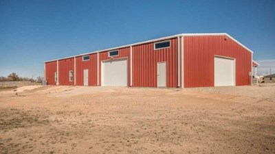 60x100 metal building living quarters workshop Red wall