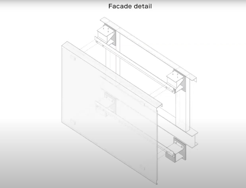 Galv Steel Panel Cold formed Facade Detail Isometric View