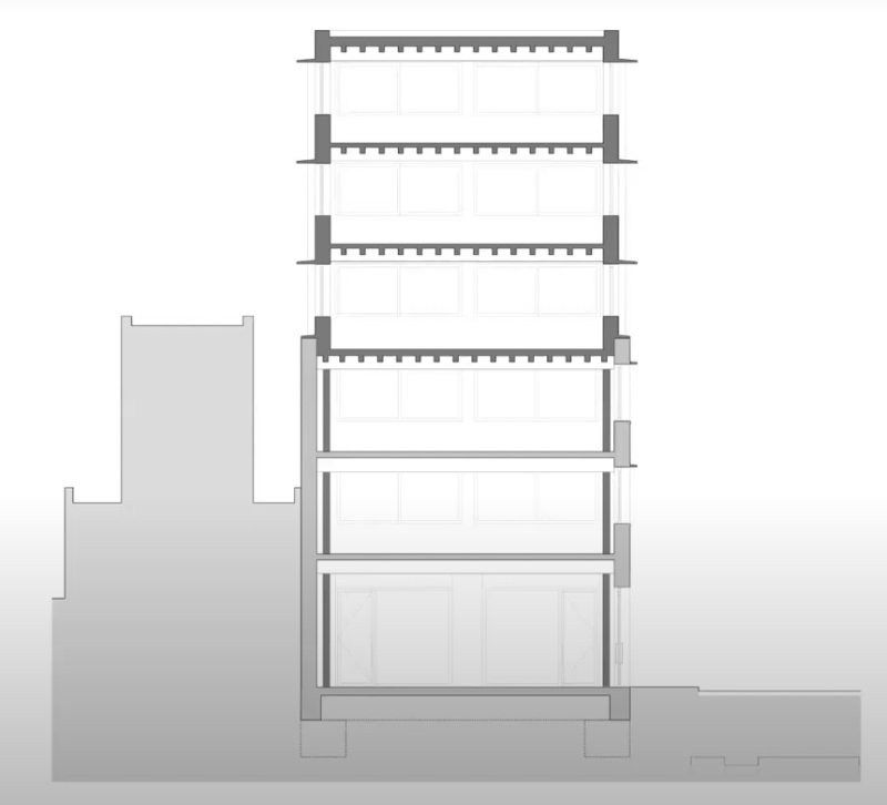 Section Views Additional 3 Floors Steel Frames 09