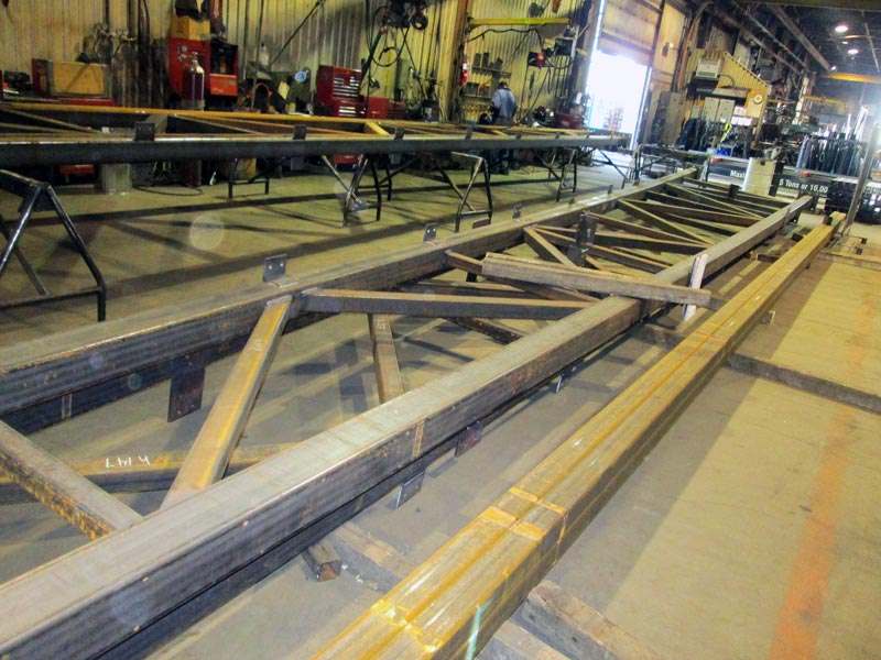 commercial airport terminal pier steel truss workshop assembly welding