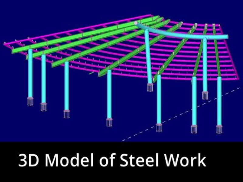 commercial canopy atrium shed steel work 3D BIM model