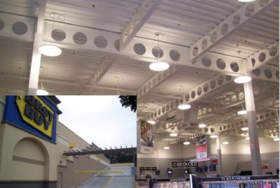 Cellular Shape Hollow Steel Roof Beams For Retail Shop Stores