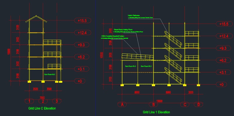 High Rise Fire Simulator Training Building Liberia | Industrial Iron Ore Mines Elevation Section View Simulator Building